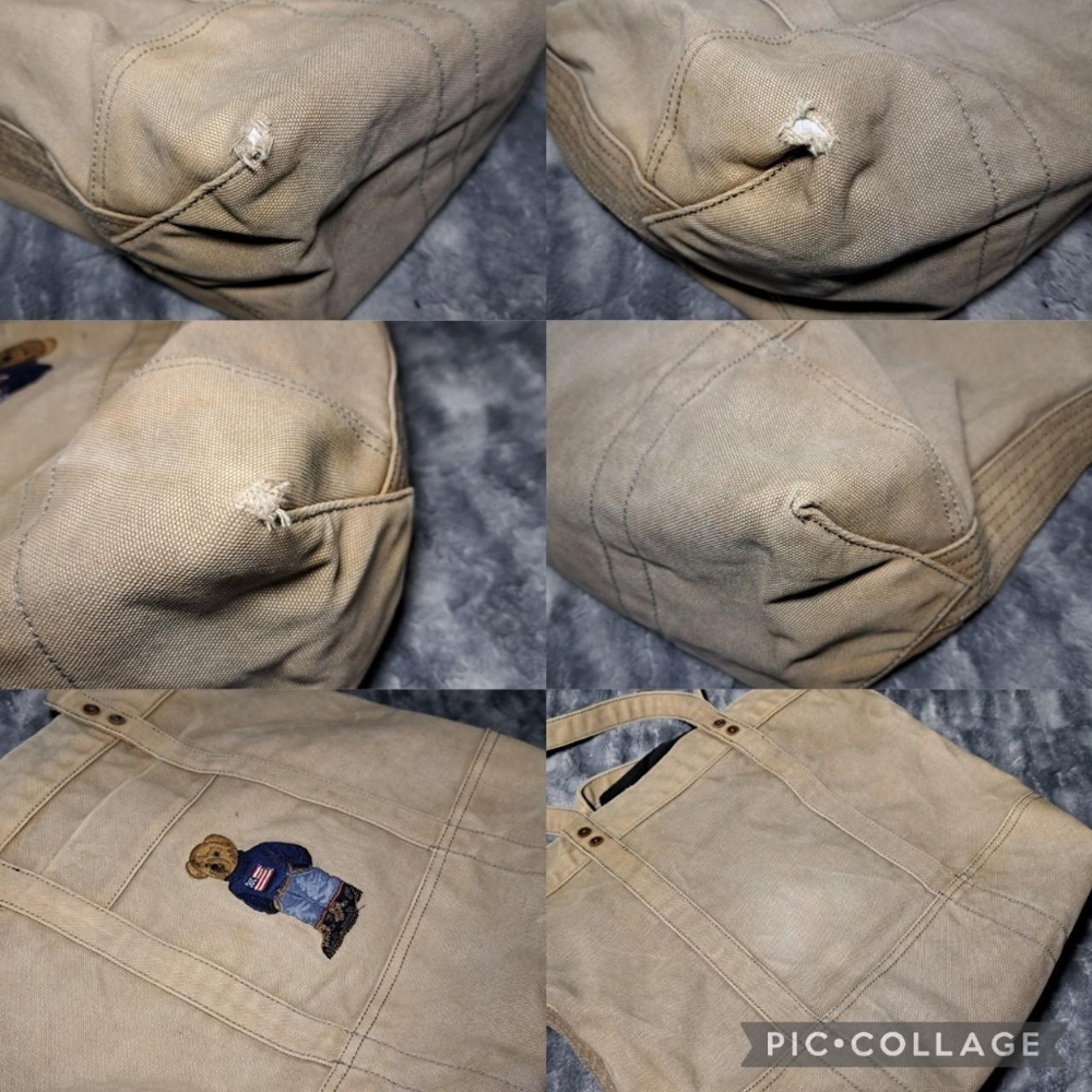Vintage Polo Ralph Lauren Polo Bear Cotton Canvas Tote Bag Embroidered - Picture 8 of 8